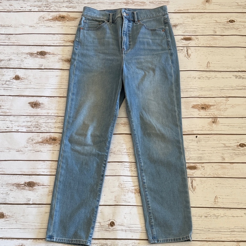 Express Light Blue Straight Leg Jeans